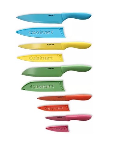 Cuisinart Advantage 10 Piece Ceramic Coated Knife Set with Blade Guards NEW