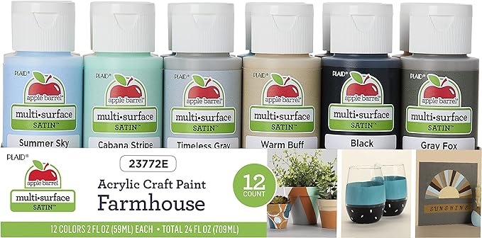 Apple Barrel Farmhouse Acrylic Paint Set, 12 paints – $10.23 (reg