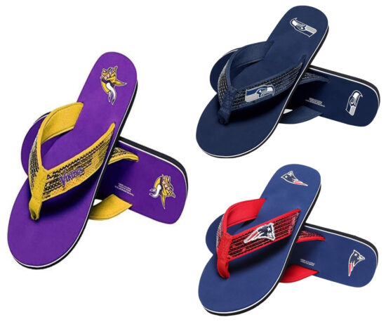 Womens NFL Team Logo Sequin Strap Sandals Flip Flops – $9.70 (reg. $27)